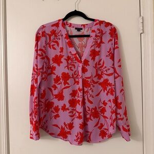 Ann Taylor Floral V-Neck Blouse - Size M